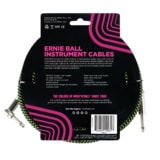 6077 Ernie Ball 10' Braided Straight / Angle Instrument Cable - Black / Green - nástrojový kabel 3m