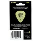 9224 Ernie Ball Super Glow Thin 0.46mm Cellulose Pick  -  svítící, tenké, celuloidové trsátko - 12ks