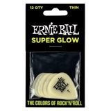 9224 Ernie Ball Super Glow Thin 0.46mm Cellulose Pick  -  svítící, tenké, celuloidové trsátko - 12ks