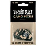 9221 Ernie Ball Camouflage Thin 0.46mm Cellulose Pick - kamufláž design, celuloidové trsátko - 12ks