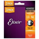 Elixir Nanoweb Phospor Bronze Light 3-Pack / 13 - 56 / - struny na akustickou kytaru - 3ks