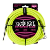 6080 Ernie Ball 10' Braided Straight / Angle Instrument Cable Neon - Yellow - opletený nástrojový kabel 3m