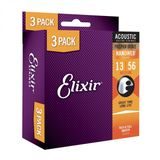 Elixir Nanoweb Phospor Bronze Light 3-Pack / 13 - 56 / - struny na akustickou kytaru - 3ks