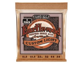 3545 Ernie Ball Earthwood Custom Light Phosphor Bronze 3 Pack -11.5 / 54 - struny na akustickou kytaru - 3ks