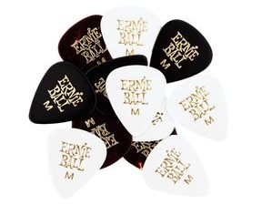 9118 Ernie Ball série SIDEMAN Medium 0.72mm Assorted Color Cellulose Pick - různé barvy, medium, celluloidové - 120ks