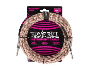 6430 Ernie Ball Braided Instrument Cable Straight/Straight 18ft - Emerald Argyle - " opletený " nástrojový kabel - 5.5m - 1ks