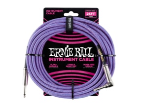 6069 Ernie Ball 25' Instrument Braided Cable - nástrojový kabel rovný / zahnutý jack - 7.62m - modrofialová barva