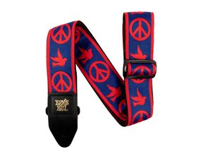 4698 Ernie Ball Red and Blue Peace Love Dove Jacquard Strap - kytarový pás