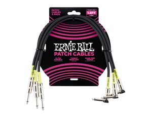 6076 Ernie Ball 1.5FT/0.46M PATCH CABLE - STRGHT/ANGLE 3KS - ČERNÝ
