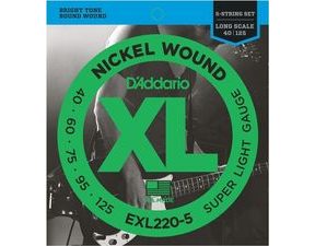 D´Addario EXL220-5 Nickel Wound Long Scale Bass Super Light  .040 / .125 - struny pro pětistrunnou basovou kytaru - 1ks