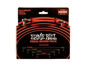 6404 Ernie Ball Flat Ribbon Patch Cables Pedalboard Multi-Pack - Red - set propojovacích kabelů - 10ks
