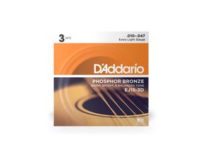 D'Addario EJ15-3D - Phosphor Bronze 3 Packs - .010 - .047 - struny na akustickou kytaru - 3ks
