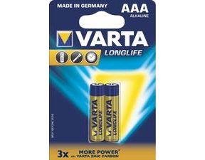 Varta Longlife AAA Micro LR03 Alkaline Batteries 2 pack - baterie