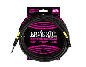 6423 Ernie Ball Headphone Extension Cable 1/4 Stereo Jack Male na 3.5mm Jack Female - 20ft - Black - prodlužovací kabel 6.10 m  -1ks