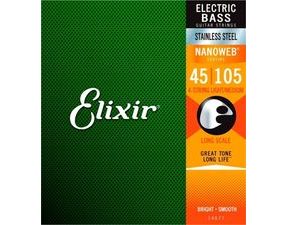Elixir Bass Nanoweb Light Medium Stainless Steel  / 45 - 105 / - struny na basovou kytaru