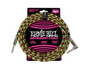 6483 Ernie Ball Braided Instrument Cable Straight/Angle 18ft - Good Vibrations