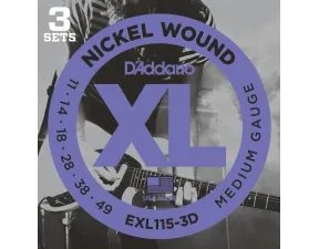 D'Addario EXL115-3D - 3 pack - .011 - .049 - struny na elektrickou kytaru - 18ks