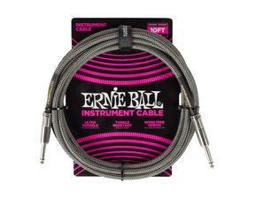 6429 Ernie Ball Braided Instrument Cable Straight/Straight 10ft - Silver Fox -  " opletený " nástrojový kabel - 3.05m  - 1ks