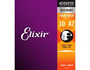 Elixir Acoustic Nanoweb 80/20 Bronze Extra Light  /10 - 47/ - struny na akustickou kytaru