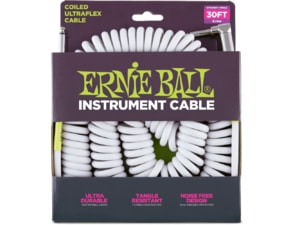 6045 Ernie Ball nástrojový " Coil " kabel 9.14m Rovný / Zahnutý Jack - bílý