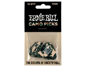 9221 Ernie Ball Camouflage Thin 0.46mm Cellulose Pick - kamufláž design, celuloidové trsátko - 12ks