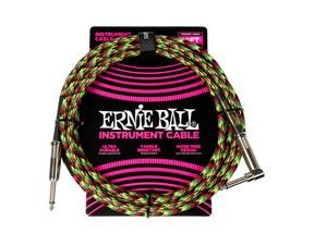 6481 Ernie Ball Braided Instrument Cable Straight/Angle 10ft - Good Vibrations