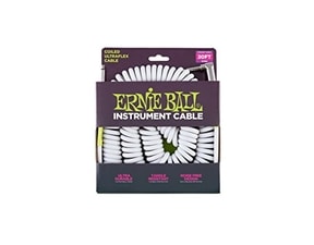 6045 Ernie Ball nástrojový " Coil " kabel 9.14m Rovný / Zahnutý Jack - bílý