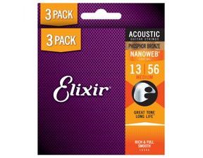 Elixir Nanoweb Phospor Bronze Light 3-Pack / 13 - 56 / - struny na akustickou kytaru - 3ks