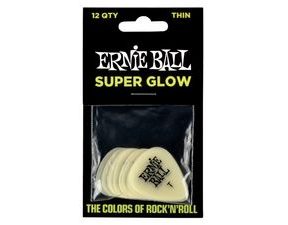 9224 Ernie Ball Super Glow Thin 0.46mm Cellulose Pick - svítící, tenké, celuloidové trsátko - 12ks