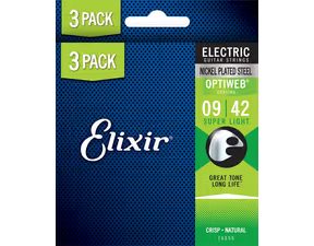 Elixir Optiweb Light 3-Pack Set / 9 - 42 / - " potažené " struny na elektrickou kytaru - 3ks