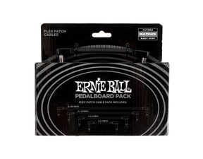 6462 Ernie Ball Flex Patch Cables Pedalboard Multi-Pack Black - kompletní sada propojovacích kabelů - 10ks