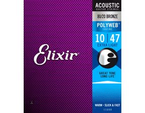 Elixir Acoustic 80/20 Bronze Polyweb 10 / 47 - " potažené " struny na akustickou kytaru - 1ks