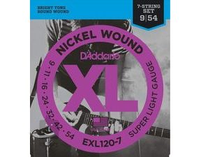 D'Addario EXL120-7 Super Light - .009 - .054 Nickel Wound- struny na sedmistrunnou elektrickou kytaru