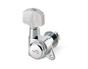 M06182 MusicMan Tuning Key M6-IND - Chrome w/ Pearl Button B & E (New Small Wheel post 2/10/20) - náhradní mechanika - 1ks