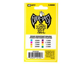 9118 Ernie Ball série SIDEMAN Medium 0.72mm Assorted Color Cellulose Pick - různé barvy, medium, celluloidové - 120ks