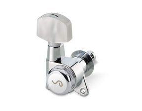M06183 MusicMan Parts - Schaller Chrome Locking Tuner s perleťovou rondelkou - pro struny E - A - D - G - 1ks
