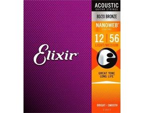 Elixir Acoustic Nanoweb 80/20 Bronze Light-Medium /12 - 56/ - struny na akustickou kytaru