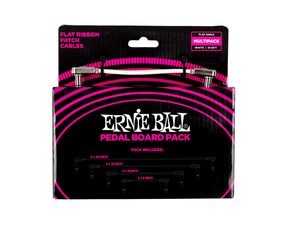 6387 Ernie Ball Flat Ribbon Patch Cables Pedalboard Multi-Pack White - set propojovacích kabelů