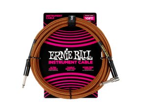 6470 Ernie Ball Braided Instrument Cable - Rovný / Zahnutý Jack - 10ft / 3m - Pumpkin Pie - nástrojový kabel - 1ks