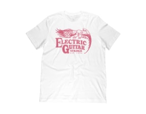 Lifestyle bílé triko s červeným Electric Guitar.