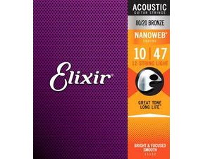 Elixir Acoustic Nanoweb 80/20 Bronze Light 12 string /10 - 47/ - struny na dvanáctistrunnou akustickou kytaru