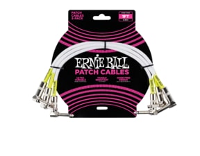 6055 Ernie Ball Patch Cable - propojovací kabel zahnutý / zahnutý  jack - 30cm - bílá barva - 3ks