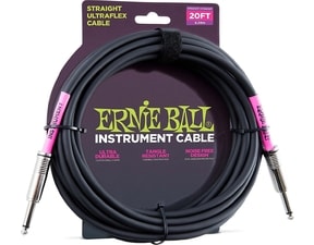 6046 Ernie Ball 20' Instrument Classic Cable - nástrojový kabel rovný / rovný jack - 6.09m v černé barvě