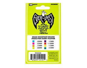 9118 Ernie Ball série SIDEMAN Medium 0.72mm Assorted Color Cellulose Pick - různé barvy, medium, celluloidové - 120ks