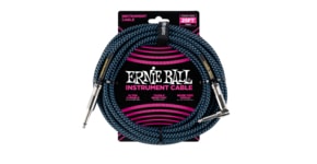 6060 Ernie Ball 25' Instrument Braided Cable - nástrojový kabel rovný / zahnutý jack - 7.62m - modročerná barva