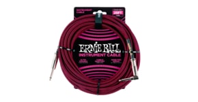 6062 Ernie Ball 25' Instrument Braided Cable - nástrojový kabel rovný / zahnutý jack - 7.62m - červenočerná barva