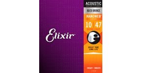 Elixir Acoustic Nanoweb 80/20 Bronze Extra Light  /10 - 47/ - struny na akustickou kytaru