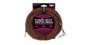 6064 Ernie Ball 25' Instrument Braided Cable - nástrojový kabel rovný / zahnutý jack - 7.62m - černooranžová barva