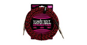 6398 Ernie Ball Ernie Ball 25ft Braided Straight Straight Instrument Cable Red Black - nástrojový kabel - 1ks