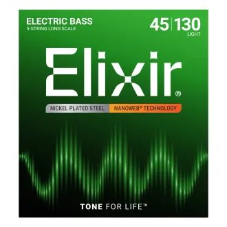 Elixir Bass Nanoweb Light 5str  Nickel Plated Steel / 45 - 130 / - struny na basovou kytaru - 1ks